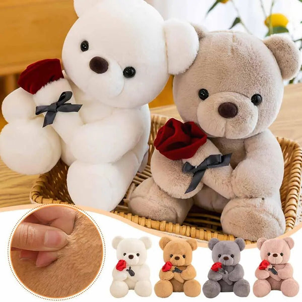 Peluche Ourson Kawaii avec Rose "Je t'aime"