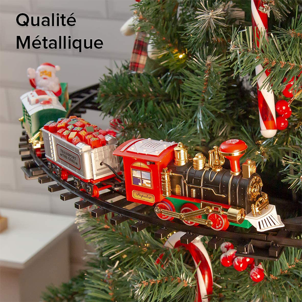 Train de Noël Lumineux sur Rail de Décoration pour Sapin