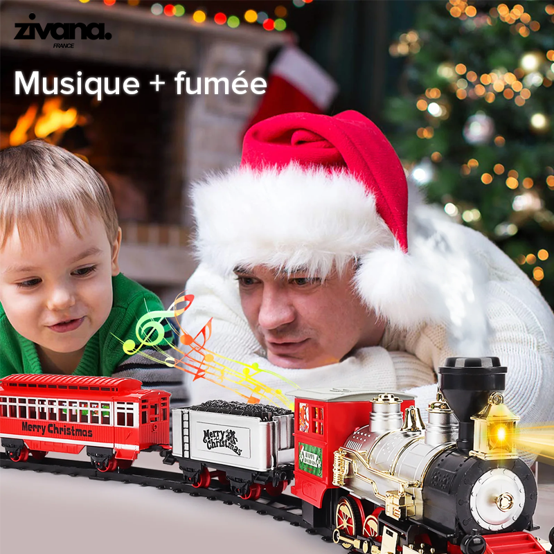 Train de Noël Lumineux sur Rail de Décoration pour Sapin Zivana